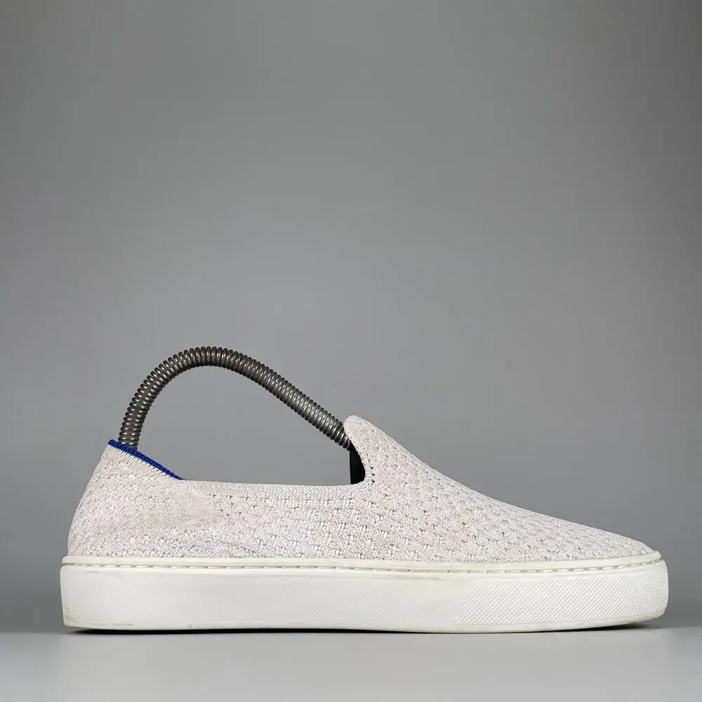 Rothys The Original Women's Size 7 White Knit Sneakers Slip On Tennis Shoes GUC
